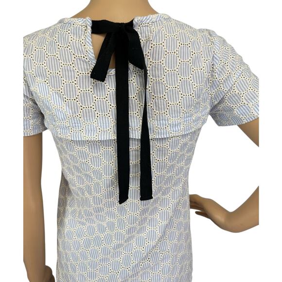 2/$3 J. Crew Seersucker Eyelet Cotton Top Blue Ribbon Tie Crochet Size 00 - Picture 6 of 11